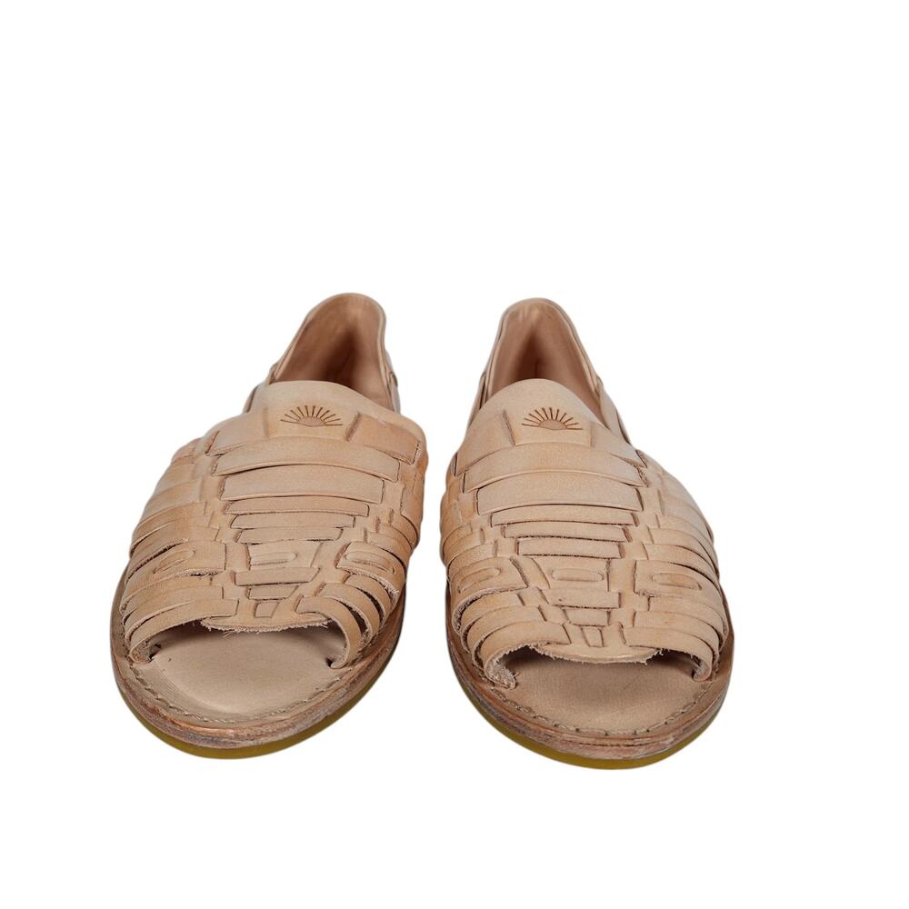 Palapa Womens Casual Acapulco Sandals 6 Tan Woven Leather Huarache Flats Boho - Picture 4 of 9